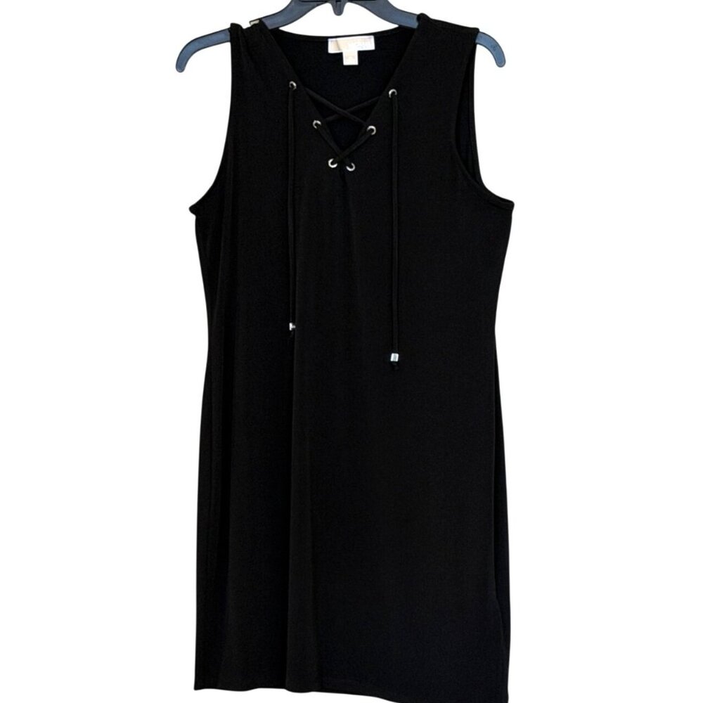 Michael Michael Kors Women's Lace Up Front Dress Black Size M